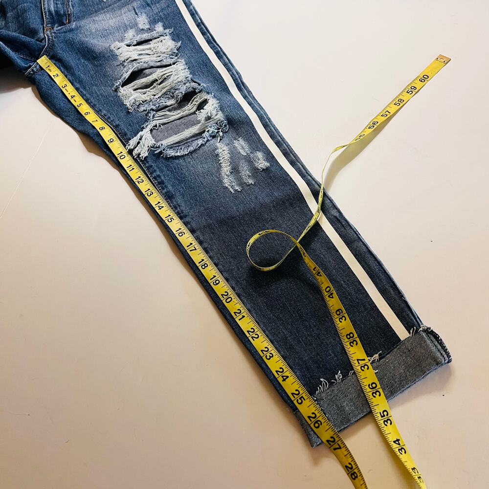 American Bazi Boyfriend Distressed High Rise Jeans Size Small NWT - Picture 7 of 8
